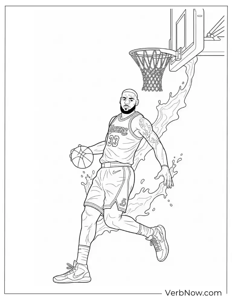 LeBron James dunking with fiery energy effects