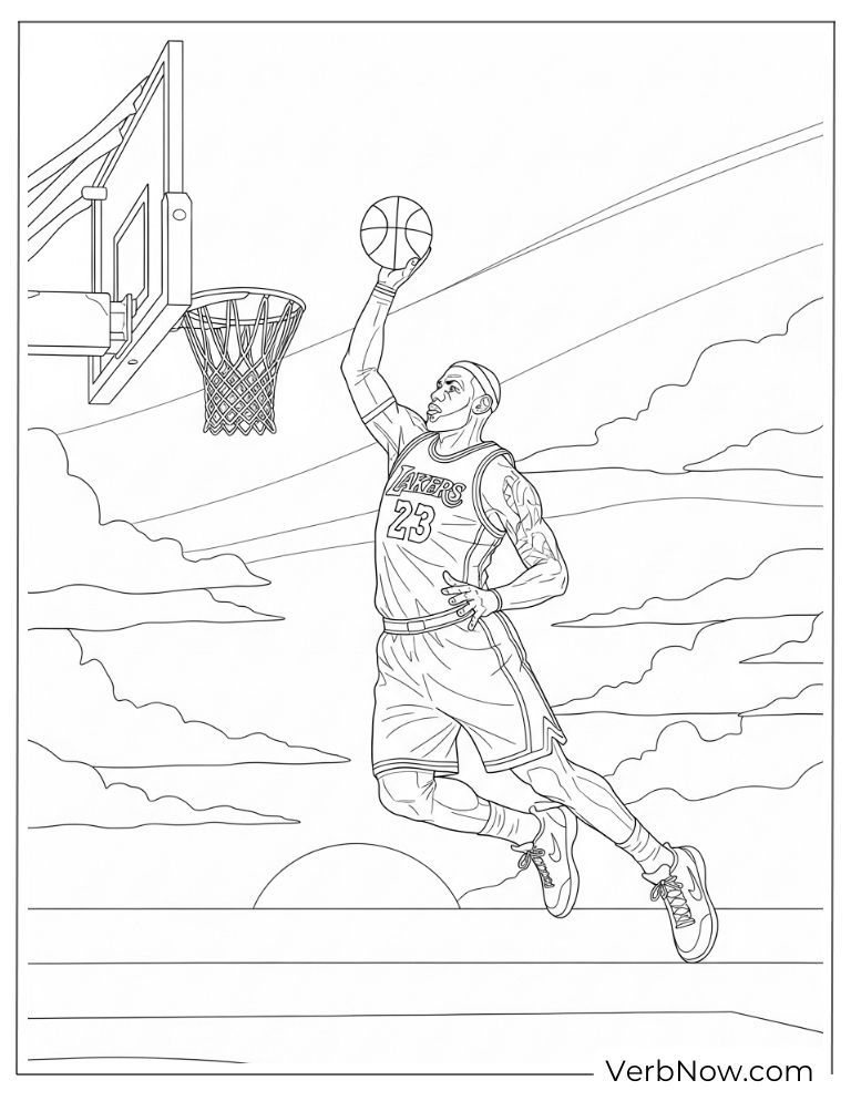 LeBron James dunking with the sunset