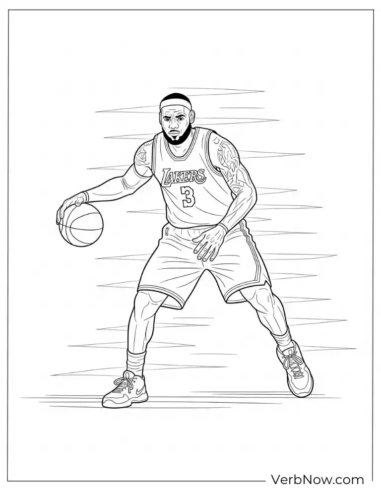 22 Free Printable LeBron James Coloring Pages for Every Fan LeBron James dribbling and preparing to attack