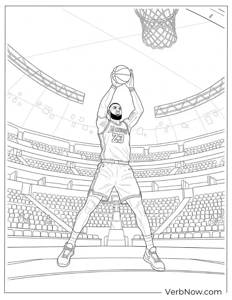 22 Free Printable LeBron James Coloring Pages for Every Fan LeBron James dunking in front of a cheering crowd