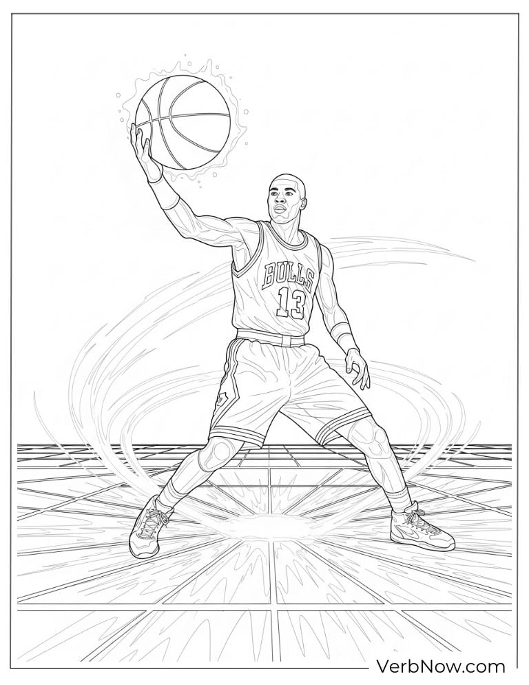 Michael Jordan holding the ball with swirling effects