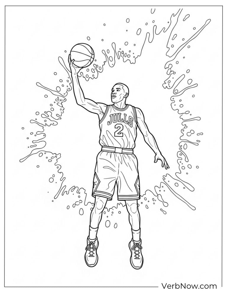 Michael Jordan surrounded by splash effects during a dunk