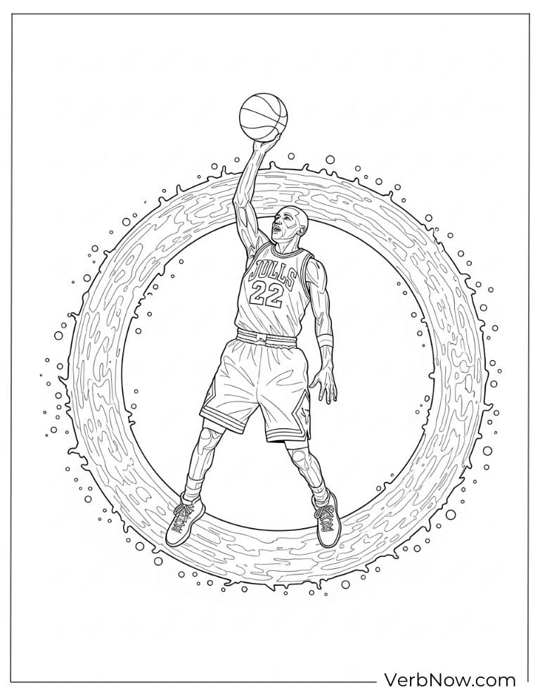 Michael Jordan holding a basketball inside a glowing circle