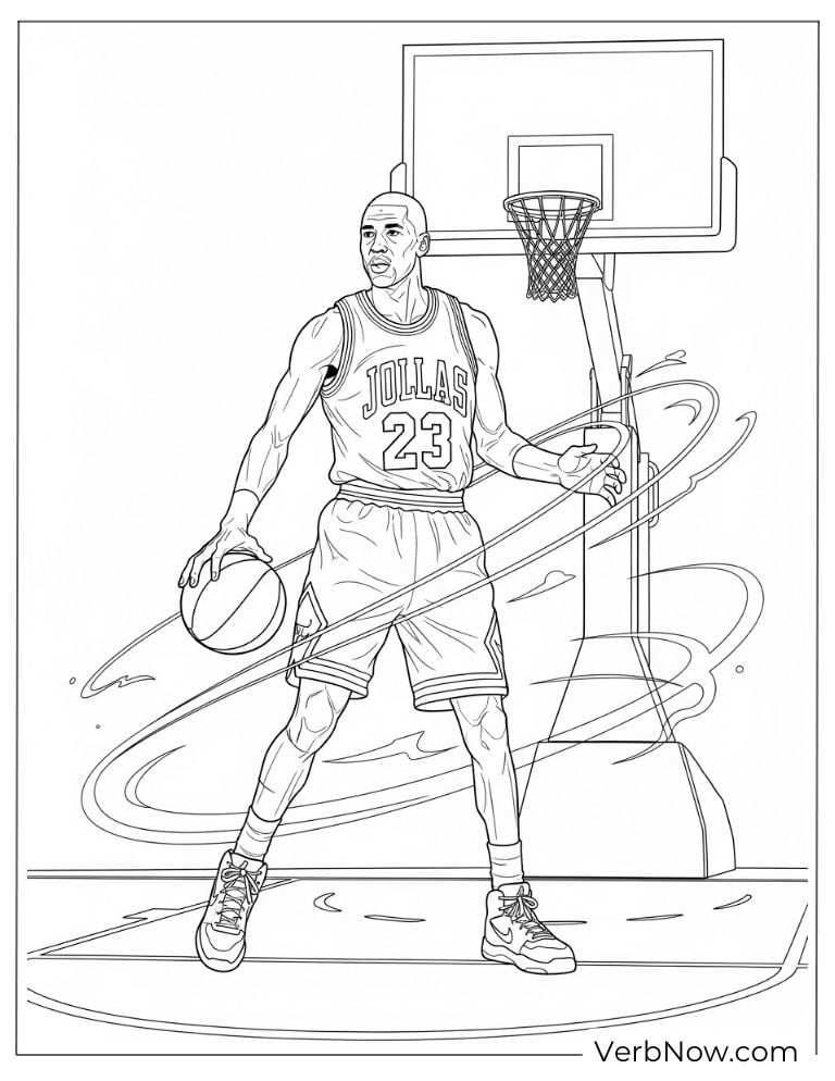 Michael Jordan dribbling with speed lines