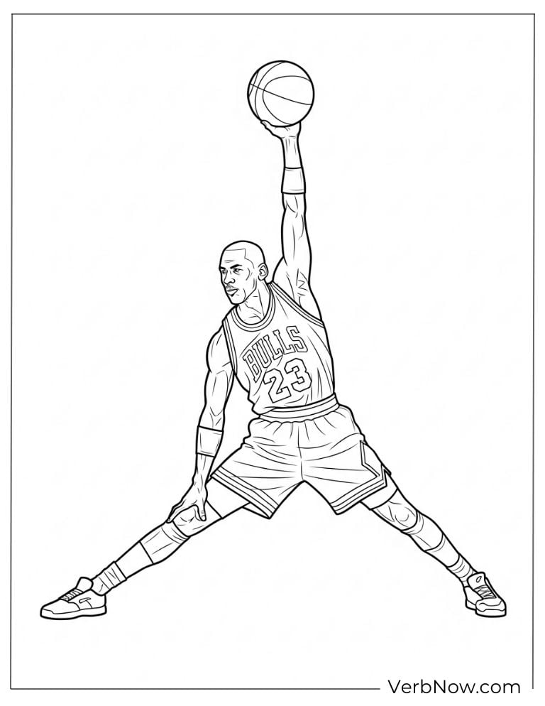 Michael Jordan in an iconic slam dunk pose