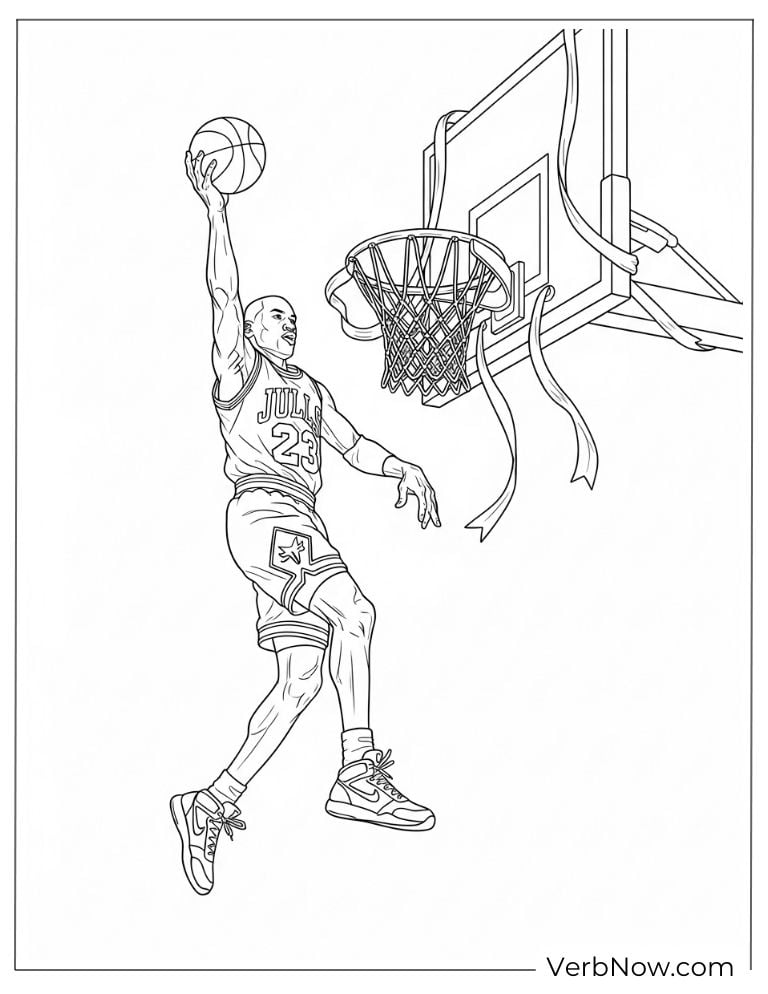 Michael Jordan hanging on the rim after a dunk