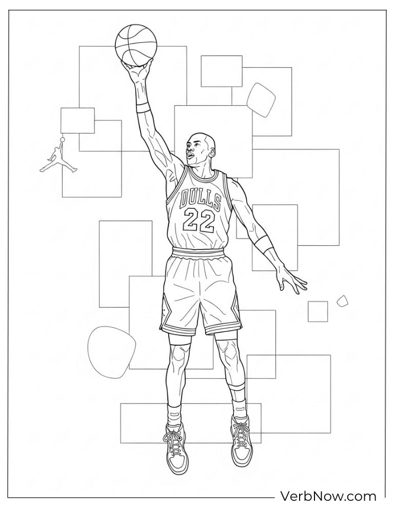 Michael Jordan dunking with geometric shapes