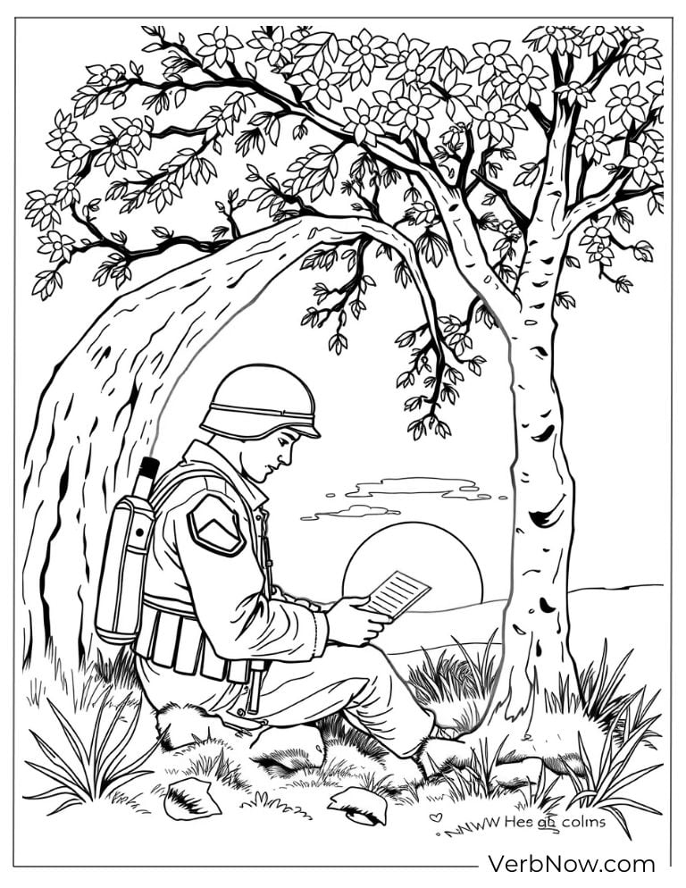 Soldier sitting under a tree reading a letter