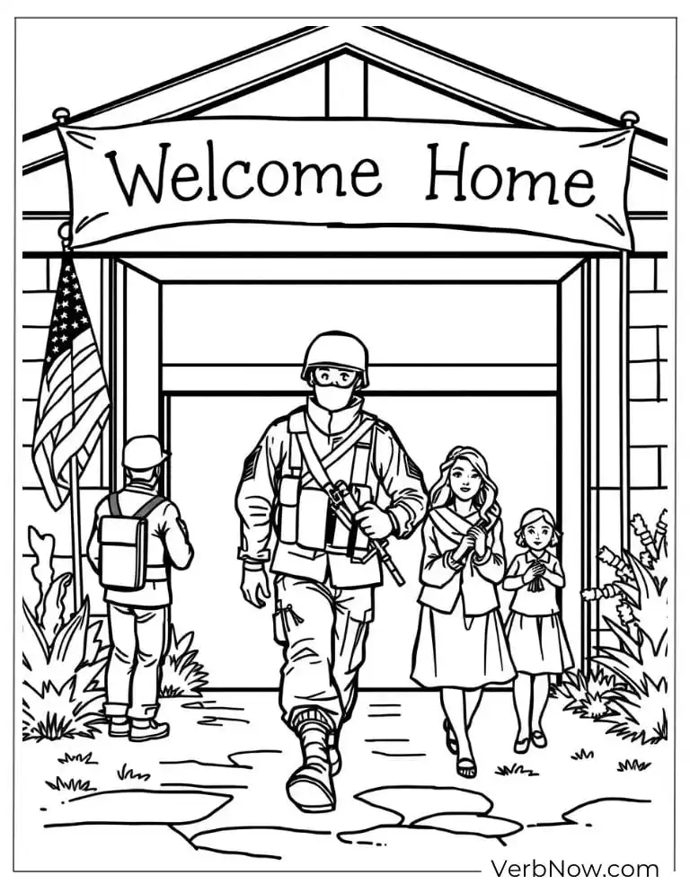 A soldier returning home to his happy family