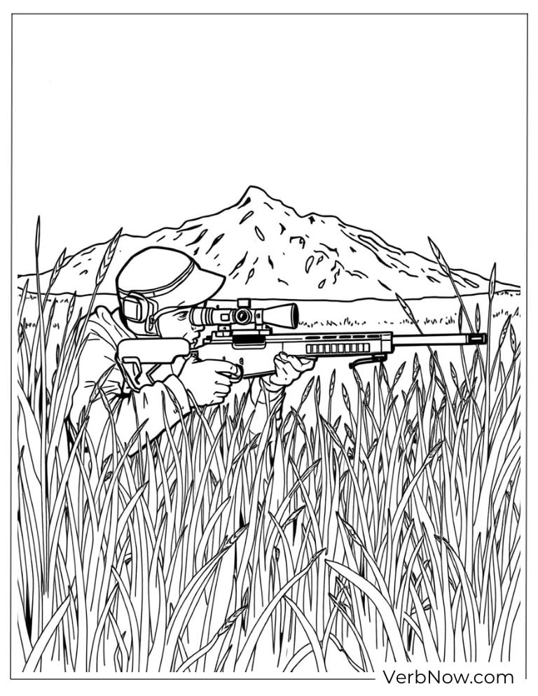 Soldier aiming carefully in tall grass