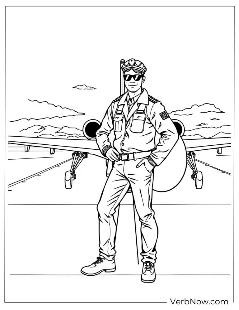 Pilot standing confidently near a jet