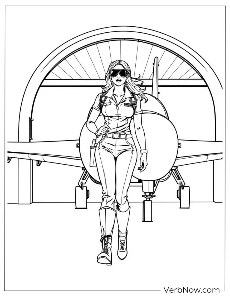 Female pilot posing in front of her aircraft