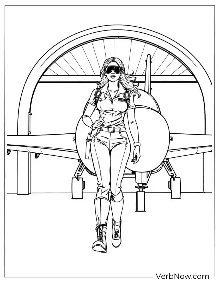 Female pilot posing in front of her aircraft