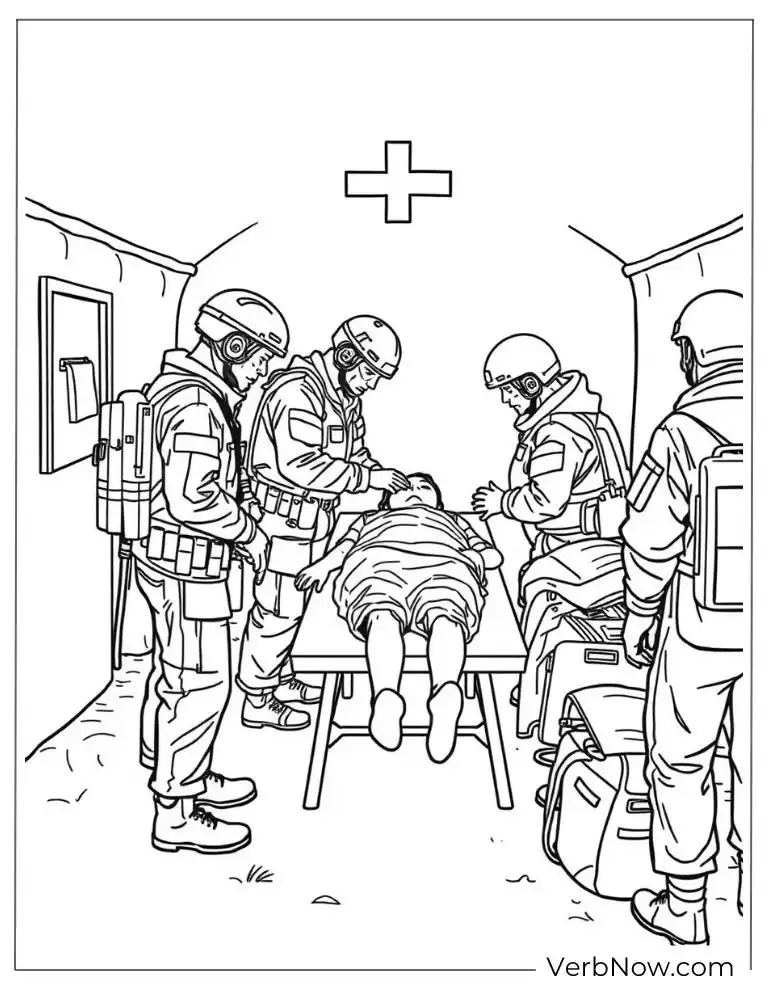 Medics helping a wounded soldier