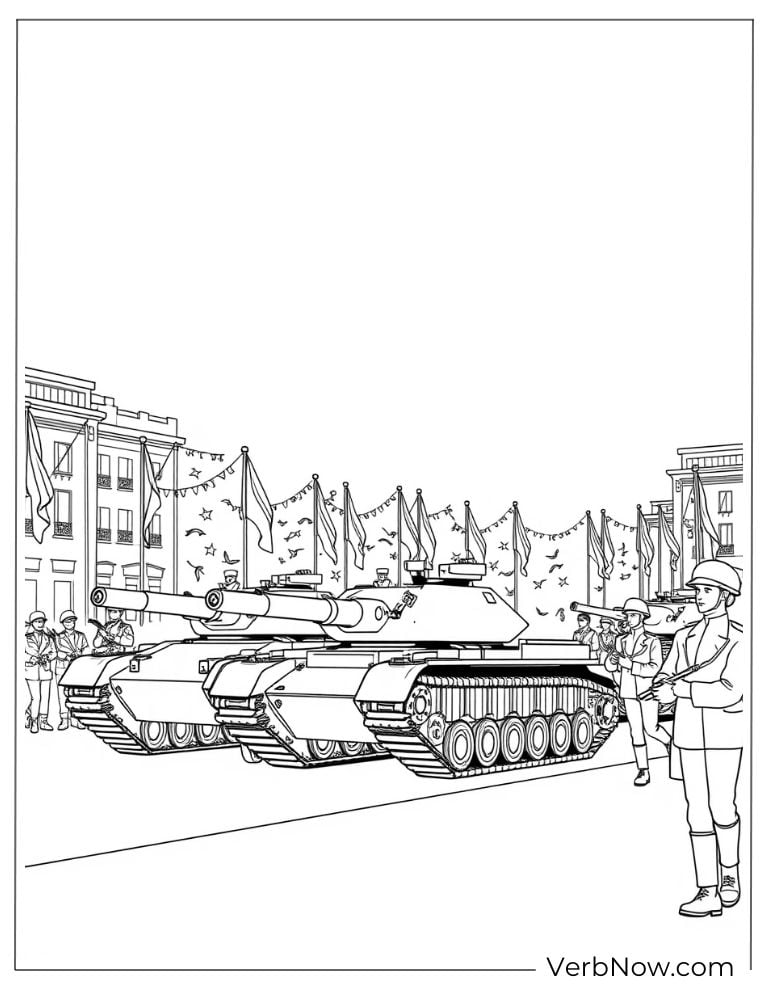Tanks and a soldier on duty in the city