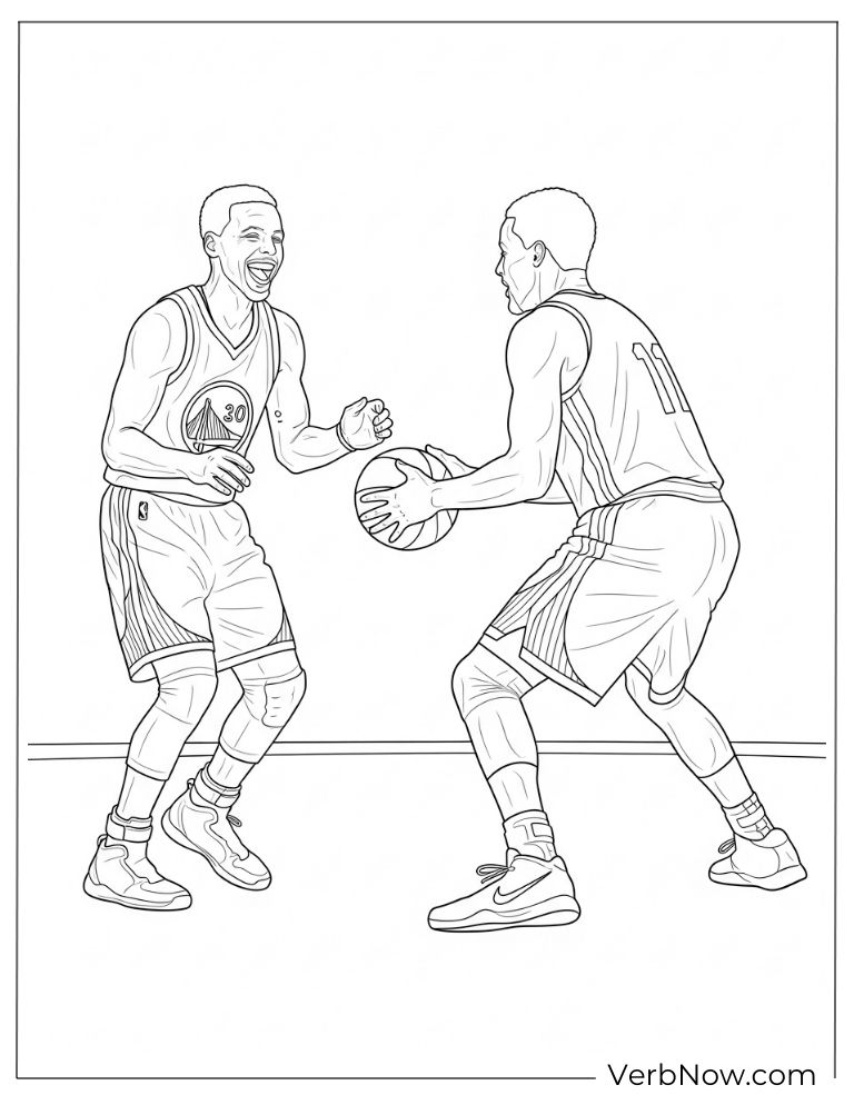 Stephen Curry laughing with teammate coloring page