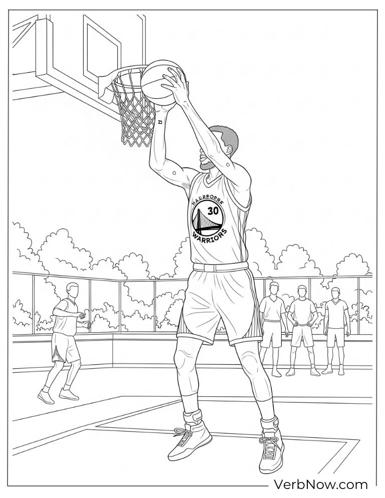 Stephen Curry slam dunk coloring picture