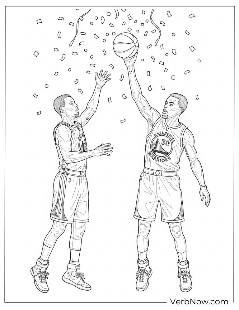 Stephen Curry celebrating with confetti coloring page
