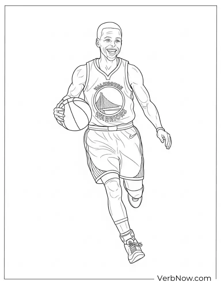 Stephen Curry running with ball coloring page
