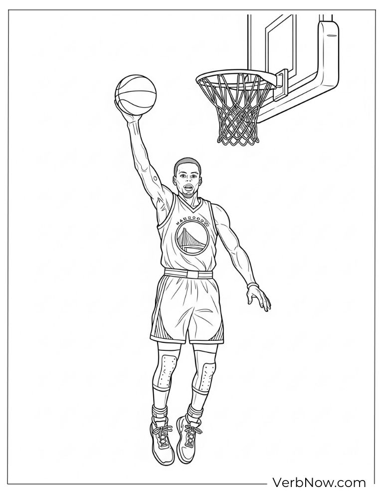 Coloring page of Stephen Curry layup shot