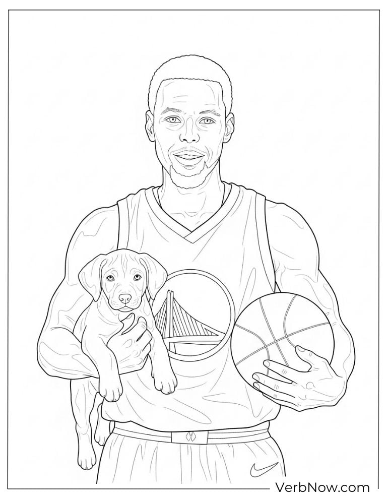 Stephen Curry with puppy coloring picture