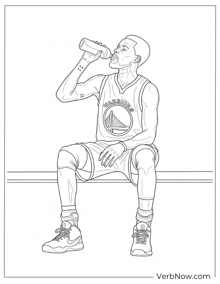 Stephen Curry drinking water coloring page