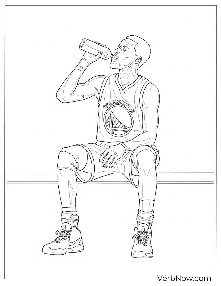 Free Stephen Curry Coloring Pages (100% Printable PDF) Stephen Curry drinking water coloring page