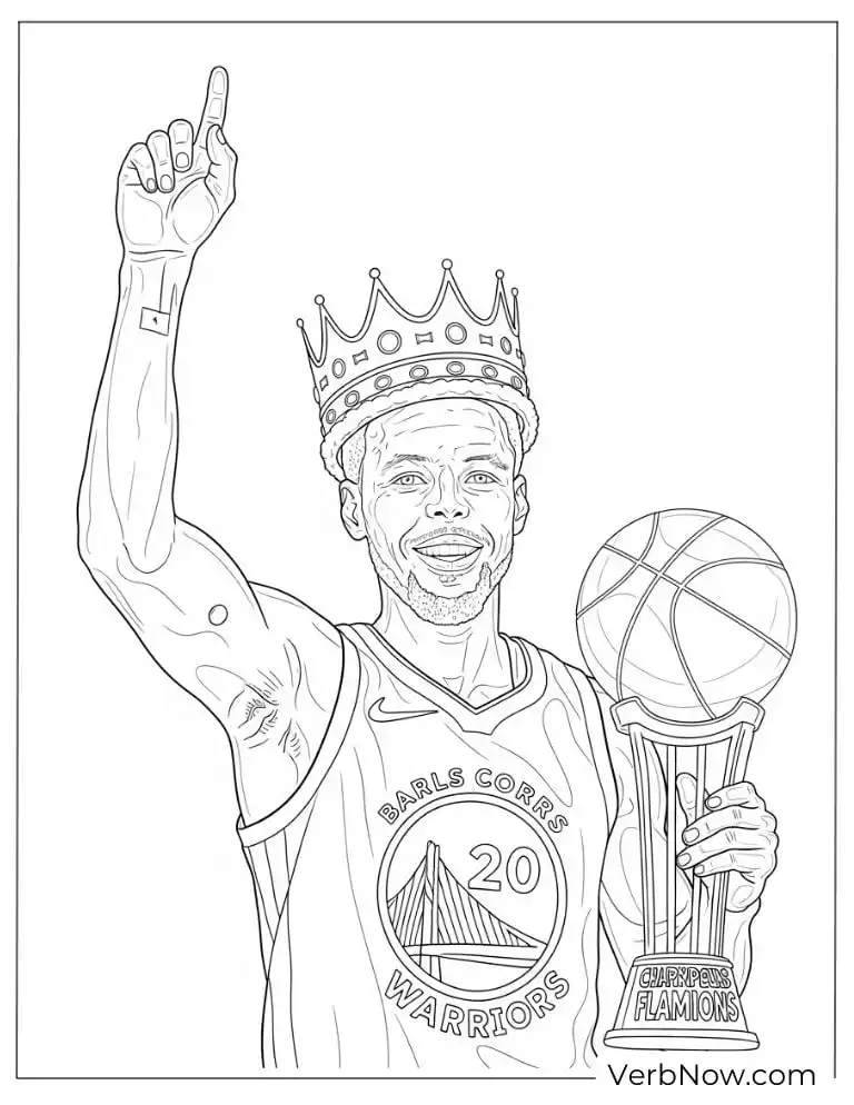 Stephen Curry wearing crown coloring page