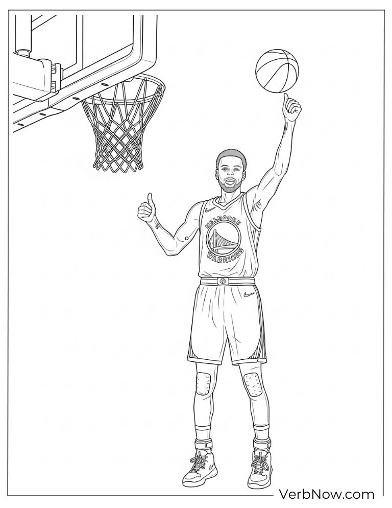 Stephen Curry shooting basketball coloring sheet
