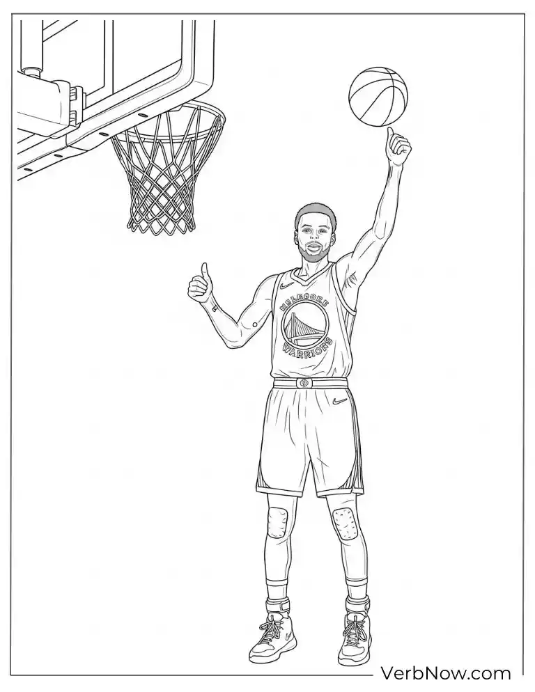 Free Stephen Curry Coloring Pages (100% Printable PDF) Stephen Curry shooting basketball coloring sheet