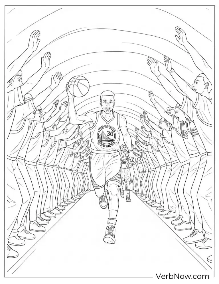 Stephen Curry running through tunnel coloring sheet