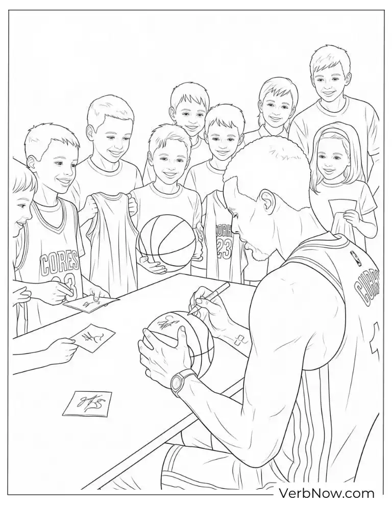 Free Stephen Curry Coloring Pages (100% Printable PDF) Stephen Curry signing autographs coloring page