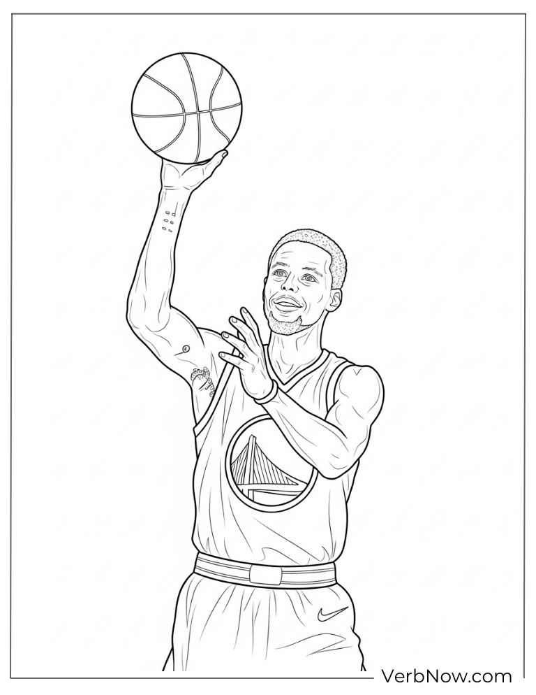 Stephen Curry raising basketball coloring sheet