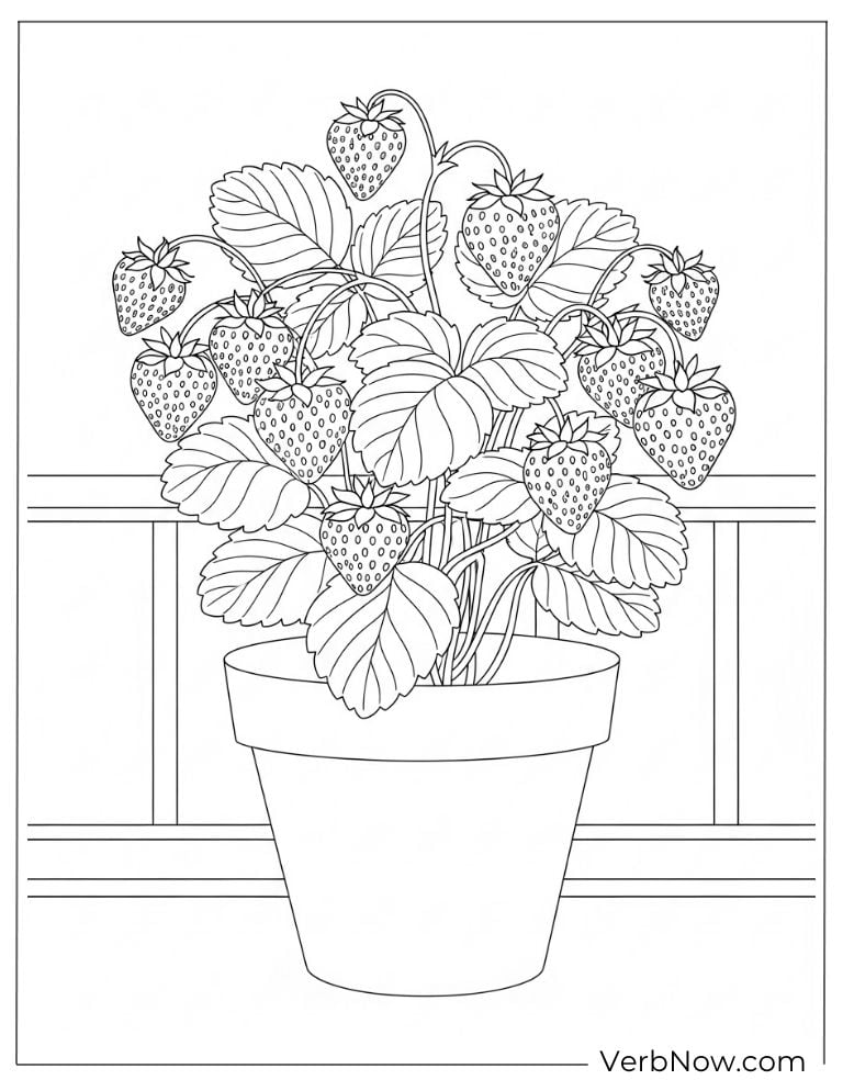 A potted strawberry plant with ripe berries