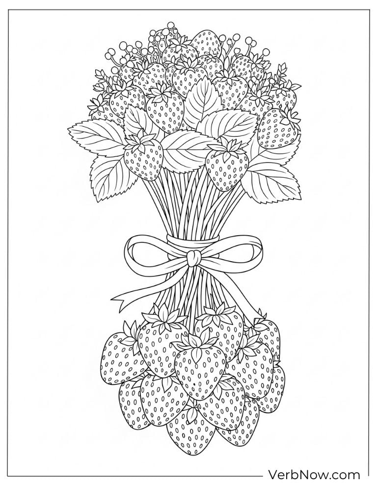 A bouquet of strawberries tied with a ribbon