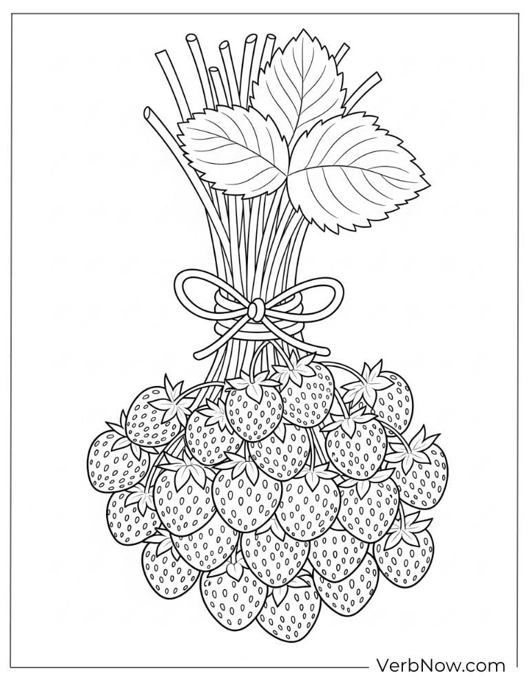 A bundle of strawberries tied together