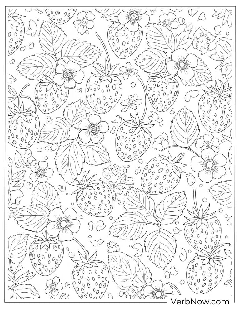 Seamless strawberry and flower pattern