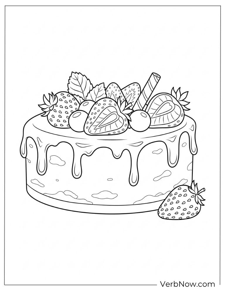 A cake decorated with strawberries and cream