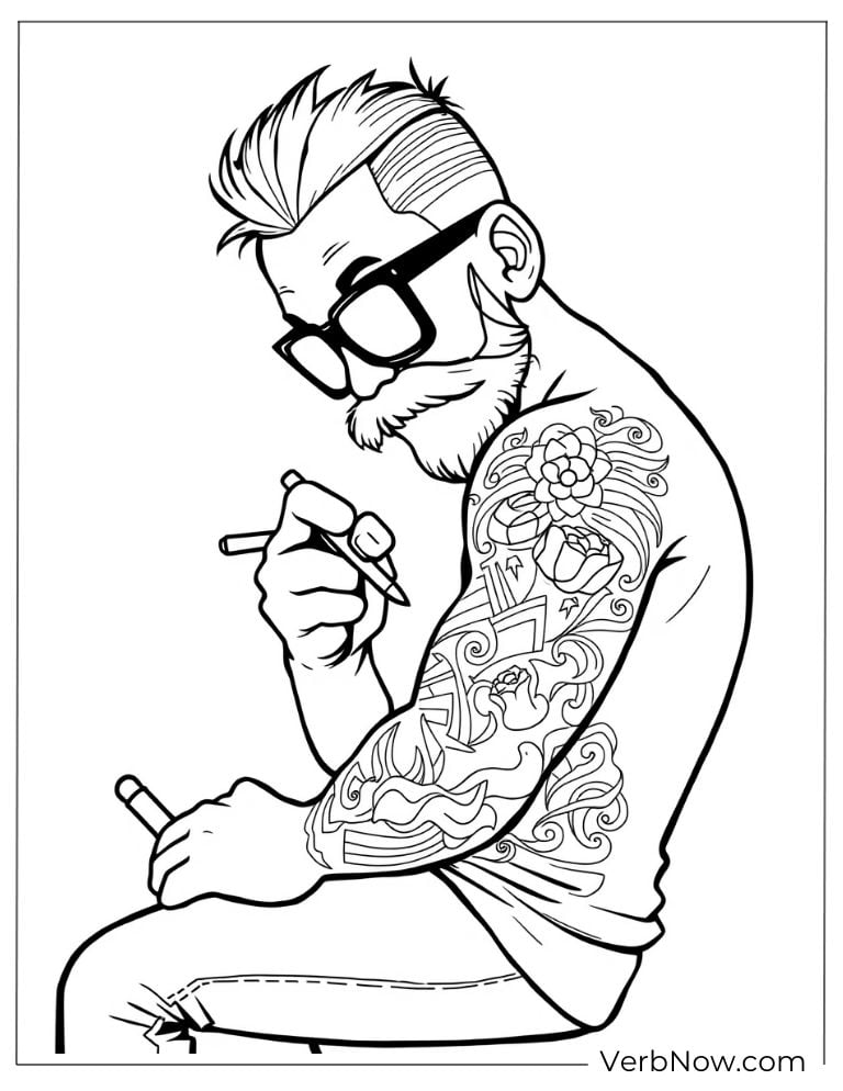 A man with glasses showing off his detailed sleeve tattoo
