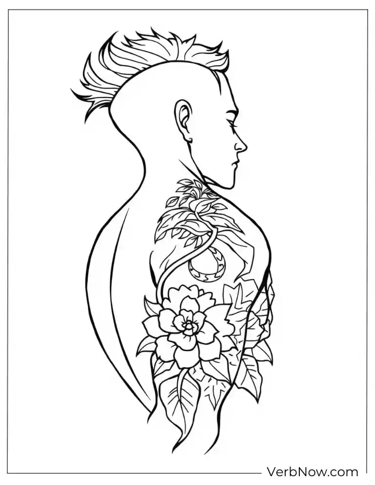 A person with a dragon and flower back tattoo