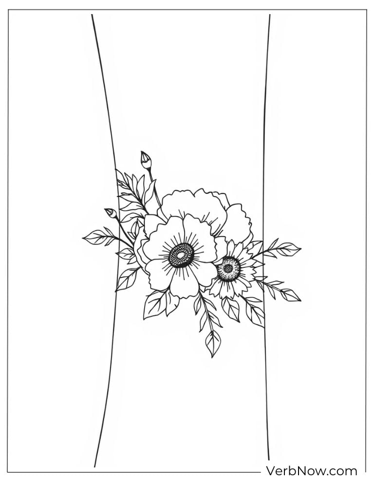Simple flower band tattoo on an arm