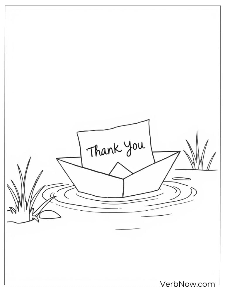 A paper boat floating with a “Thank You” note