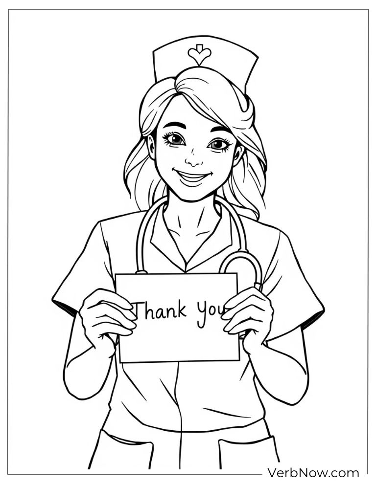 A nurse smiling and holding a “Thank You” card