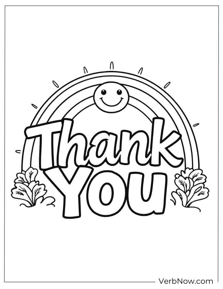 A rainbow design with the words “Thank You”