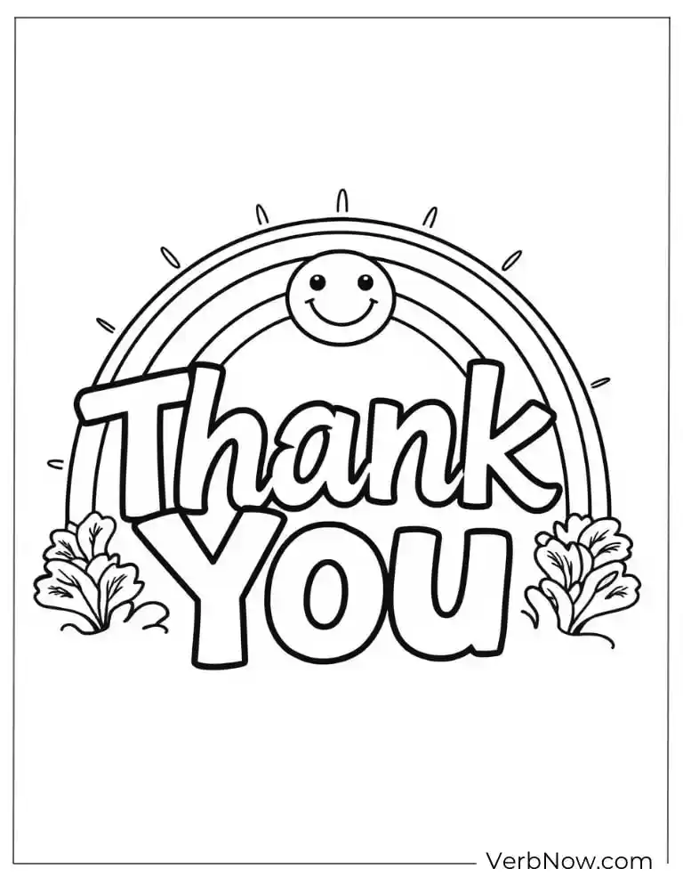 A rainbow design with the words “Thank You”