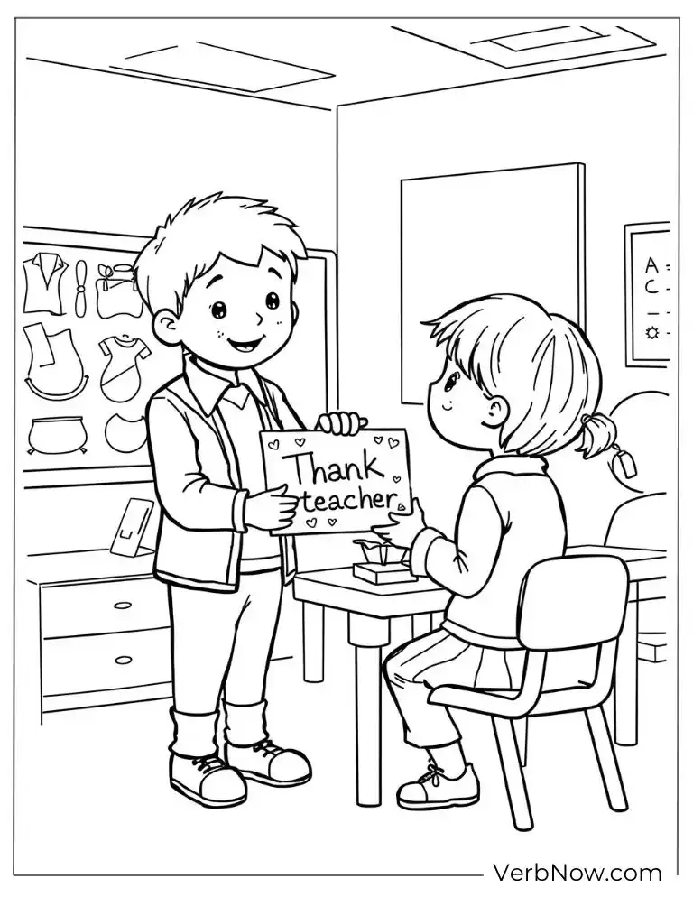 Student giving a “Thank You Teacher” card in class