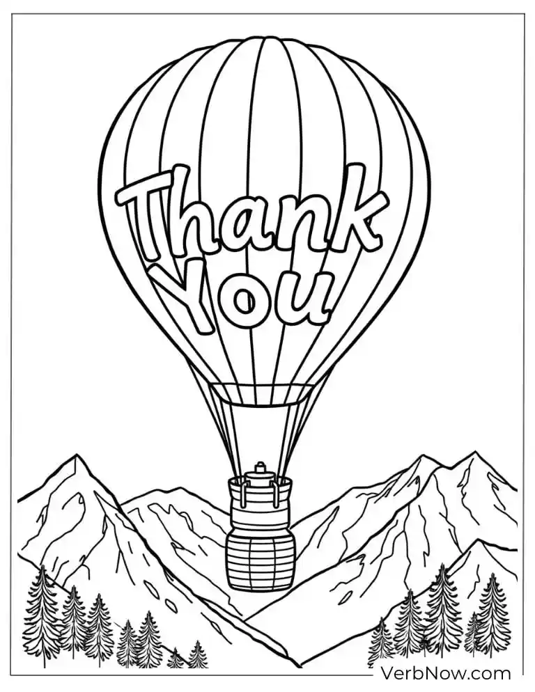A hot air balloon with “Thank You”