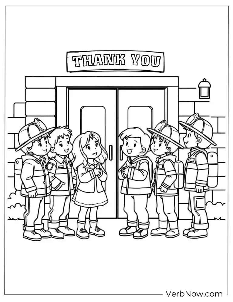 Children thanking a teacher outside the school building