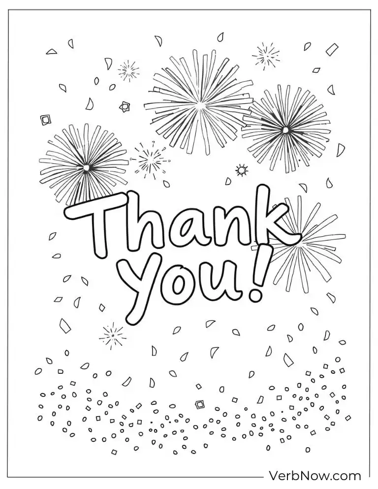 “Thank You” with fireworks bursting in the background