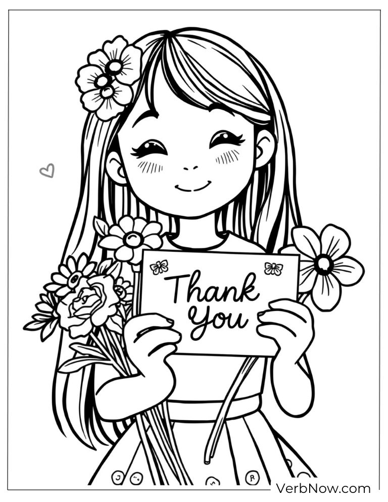 Cute girl holding a “Thank You” card